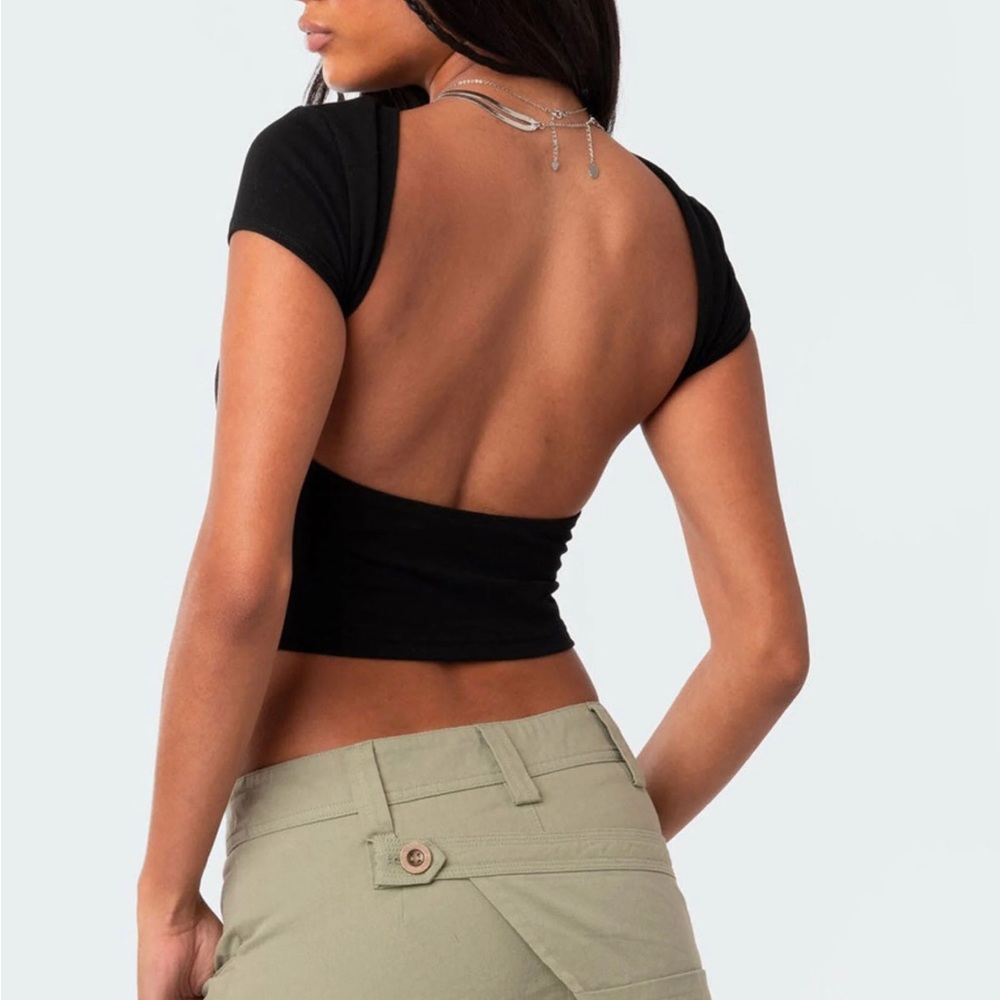 Edikted Bambi Open-Back T-Shirt, Size: Medium, Black